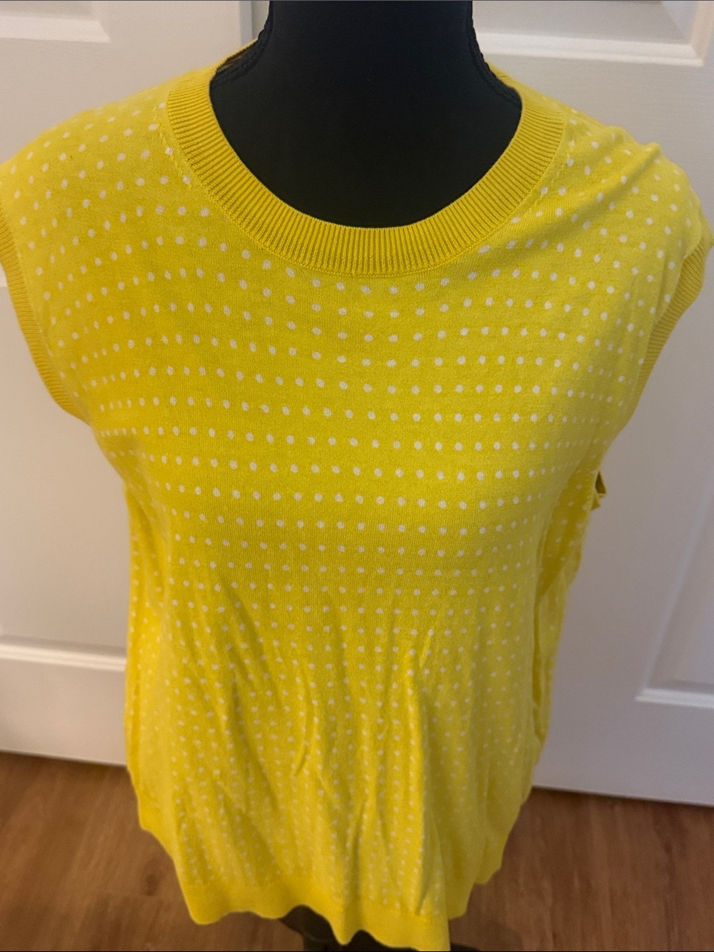 J. Crew 2 Pc Yellow Polka Dot Women’s Caryn Cardigan Twin Set Preppy Office XXL - Picture 5 of 9